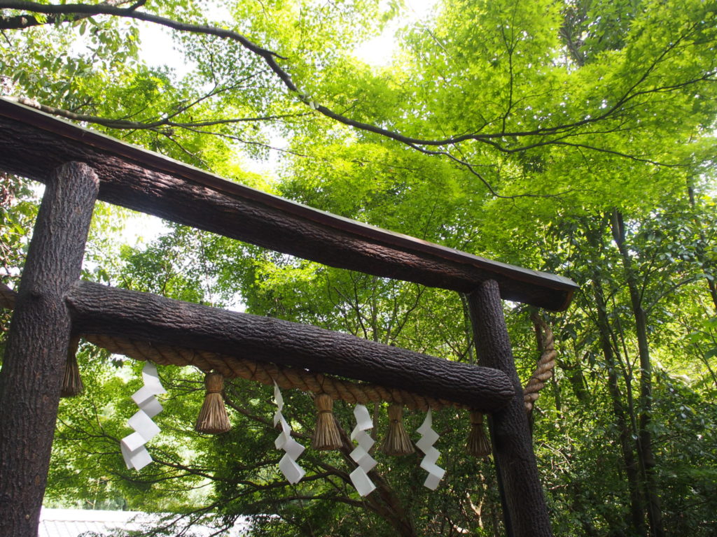 樹皮のついたままの「黒木鳥居」