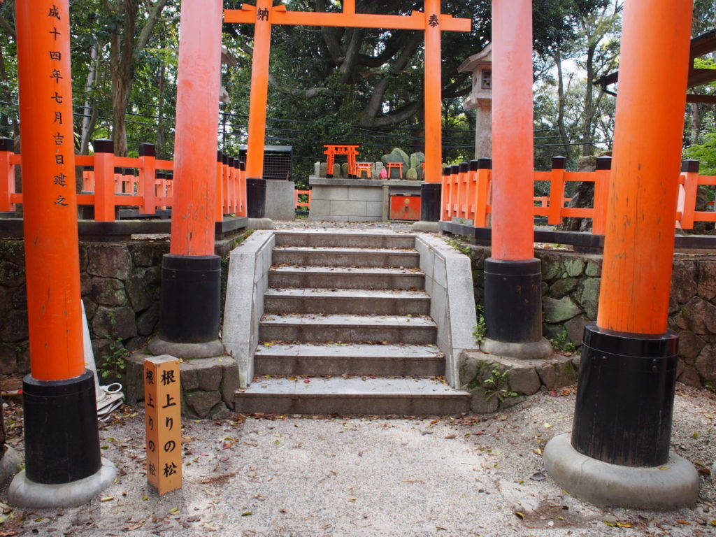 伏見稲荷大社の「根上りの松」への階段