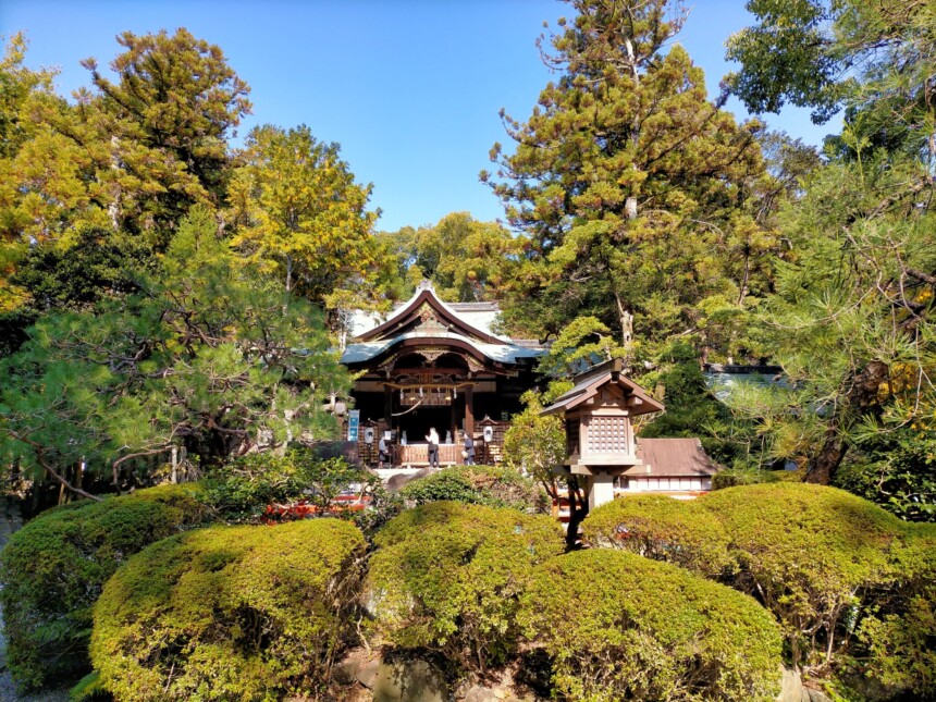 木々に覆われた岡﨑神社